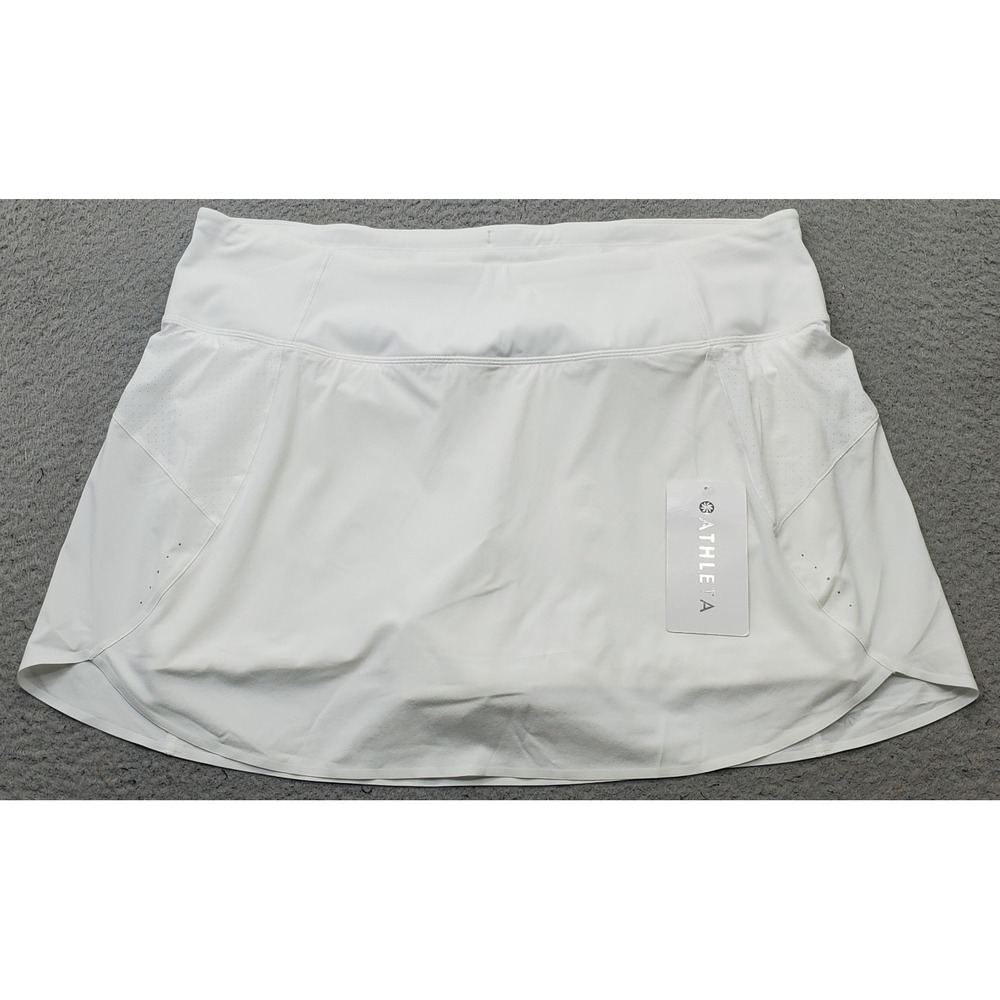 Athleta Run With It Athletic Skort Women 2X White Zip Pocket Semi-Fitted Running